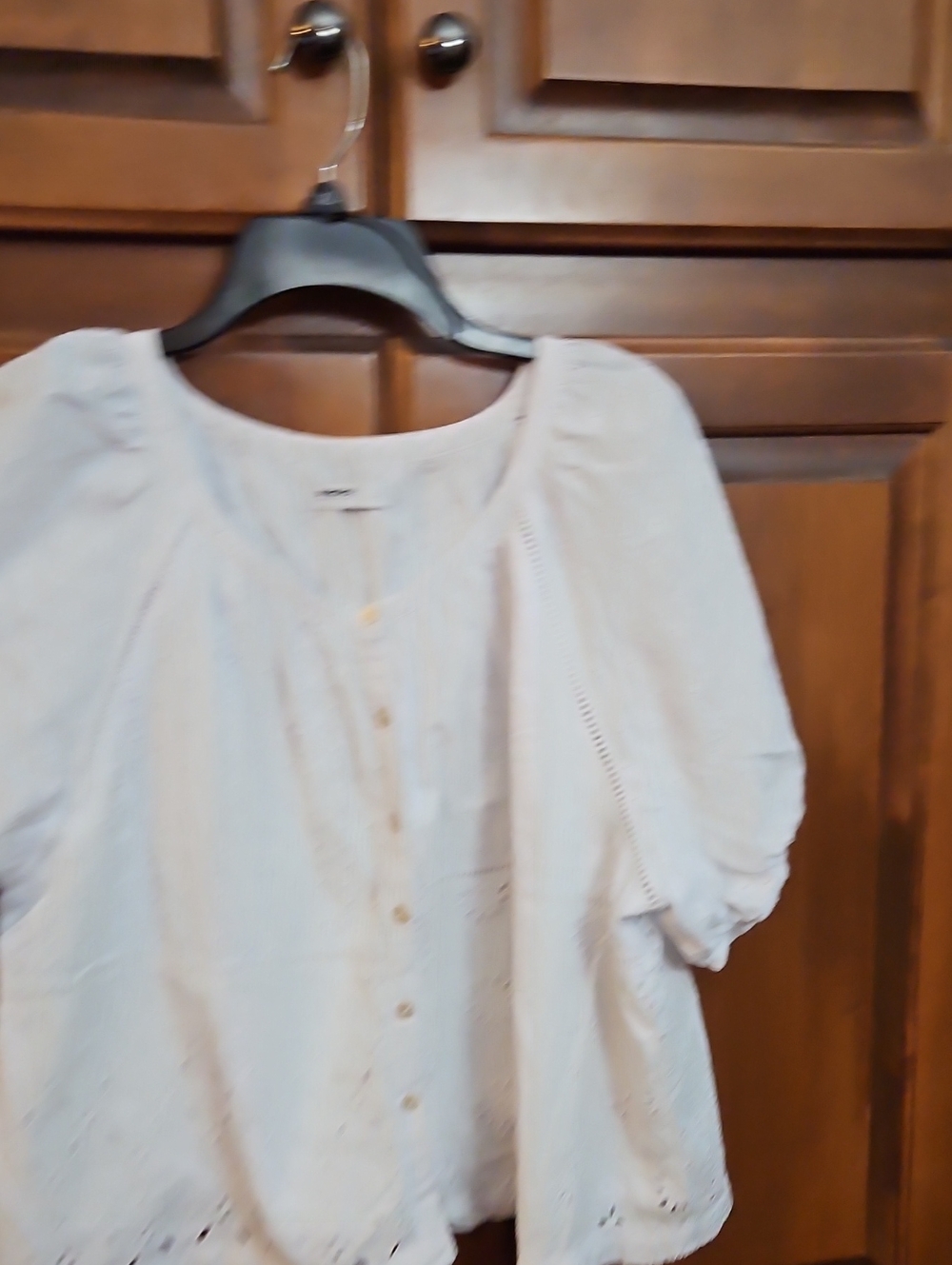 Sonoma White Eyelet Peasant Blouse